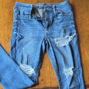 American Eagle Outfitters Women's Ripped Blue Skinny Jeans
